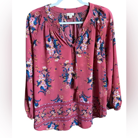 Mason and Belle Rust Floral Large Sheer Blouse - Picture 1 of 5